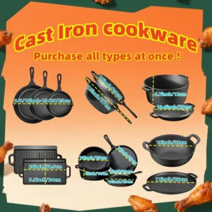 Cast Iron Skillet Set (6/8/10 Inch)